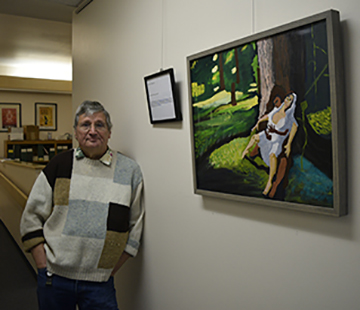 Writer and Painter Jerry Smetzer, with #8F1811Panel 10 - Tree of Life